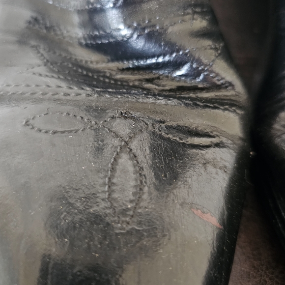 Cat's Paw VTG Cowboy Western Zip Black Leather(OutsideInside) Men's Boots Sz 8.5 - Picture 5 of 12